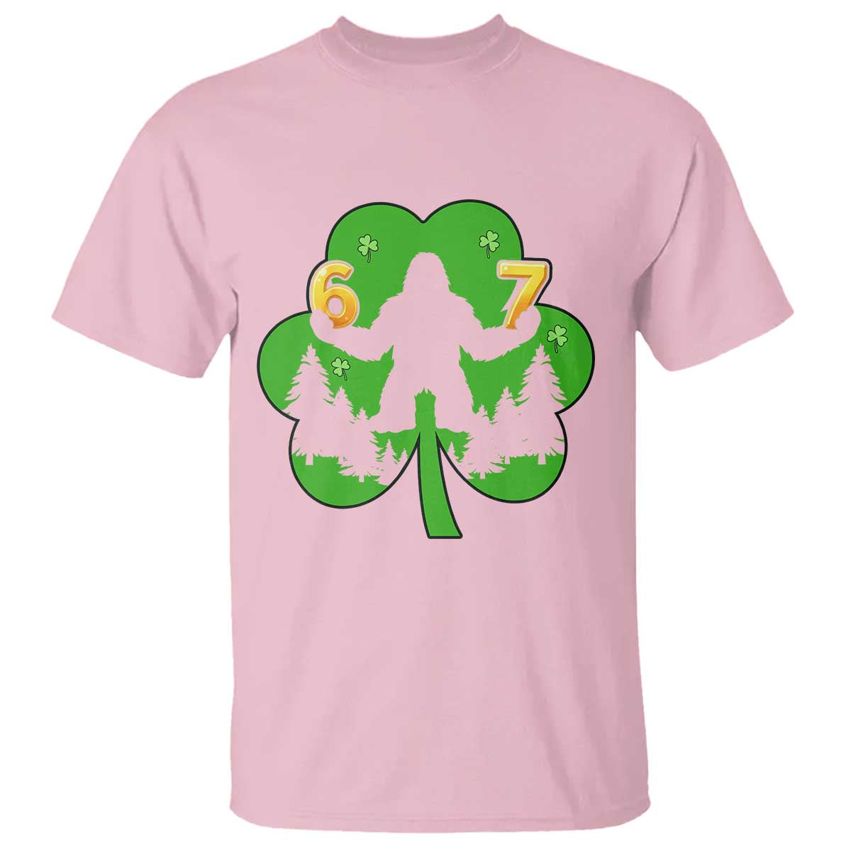 St Patricks Day Bigfoot Shamrock T Shirt Six Seven Meme TS12 Light Pink Print Your Wear