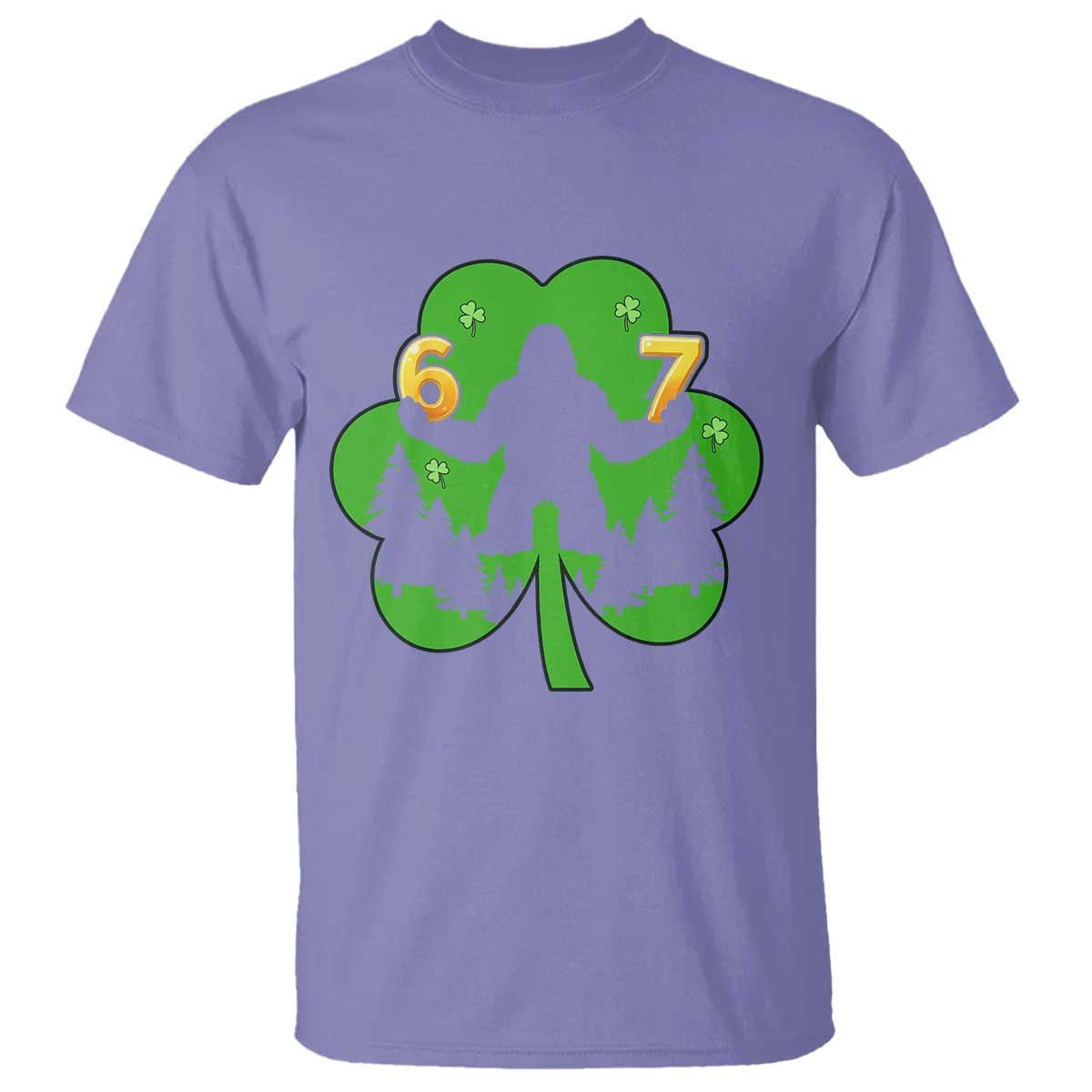 St Patricks Day Bigfoot Shamrock T Shirt Six Seven Meme TS12 Violet Print Your Wear