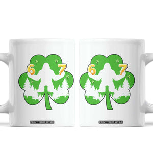 St Patricks Day Bigfoot Shamrock Coffee Mug Six Seven Meme TS12 White Print Your Wear