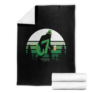 Funny St Patricks Bigfoot Says Six Seven Throw Blanket Gen Z Irish Gift TS12 Black Print Your Wear