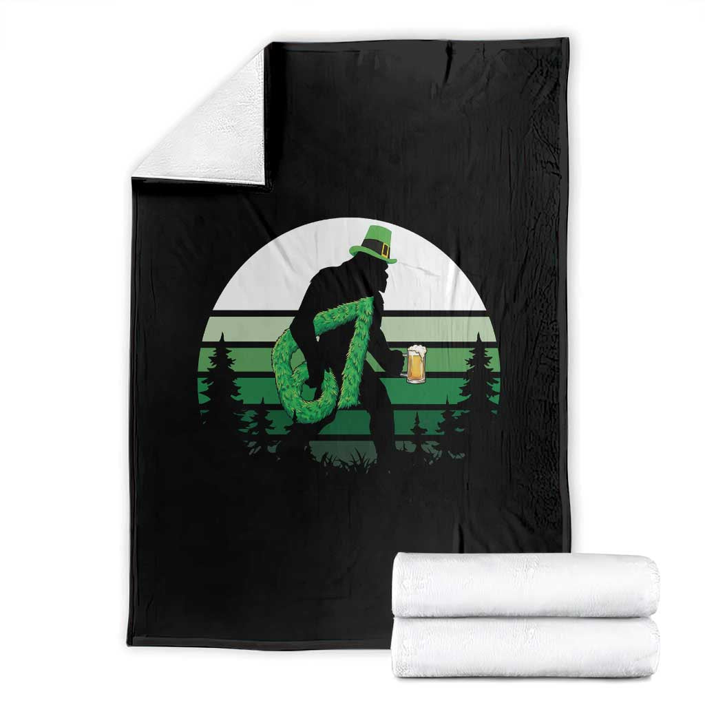 Funny St Patricks Bigfoot Says Six Seven Throw Blanket Gen Z Irish Gift TS12 Black Print Your Wear