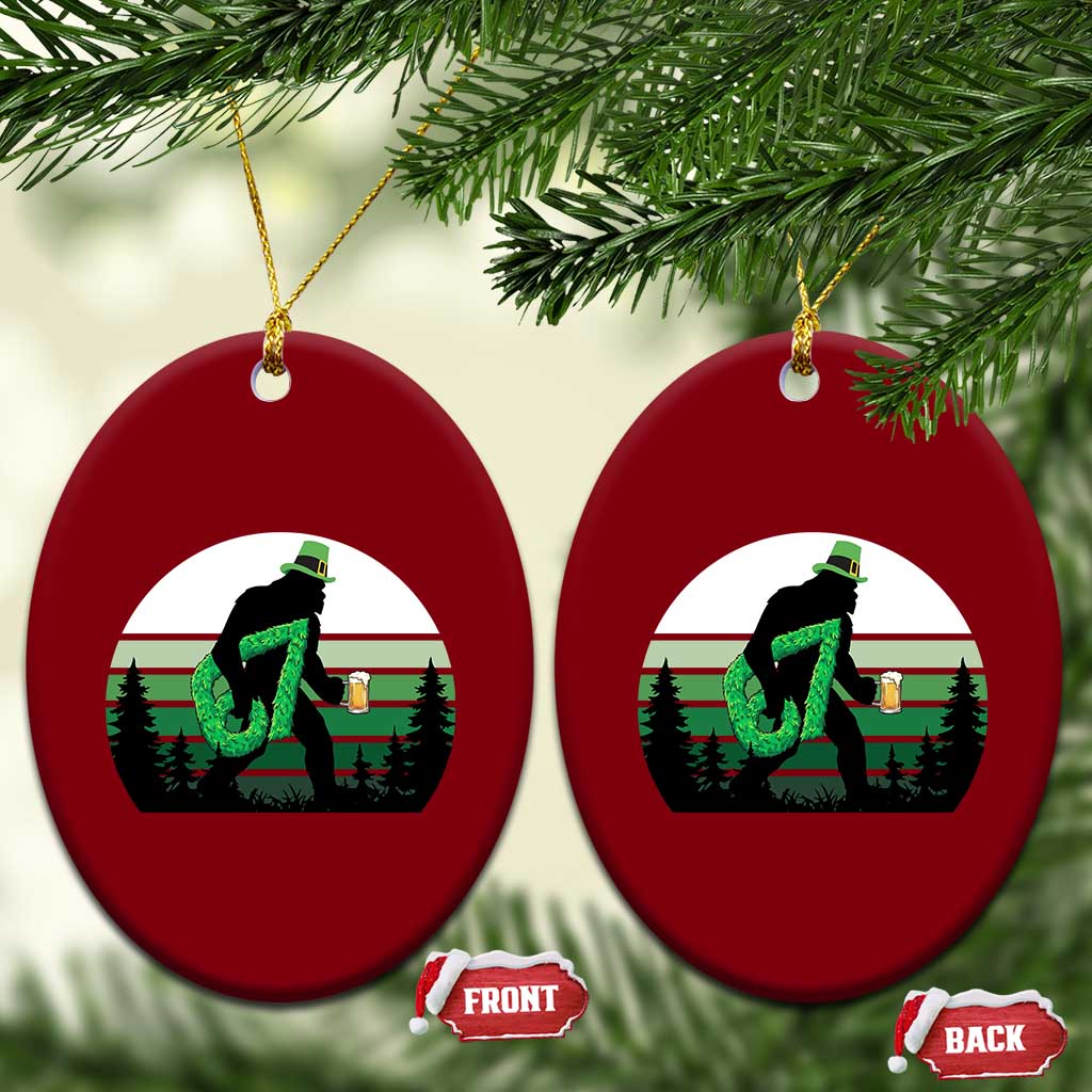 Funny St Patricks Bigfoot Says Six Seven Ceramic Ornament Gen Z Irish Gift TS12 Print Your Wear