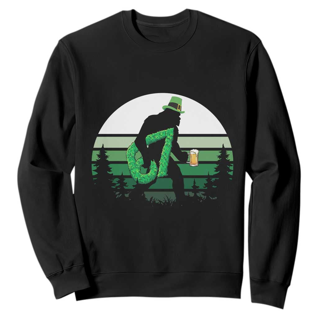 Funny St Patricks Bigfoot Says Six Seven Sweatshirt Gen Z Irish Gift TS12 Black Print Your Wear