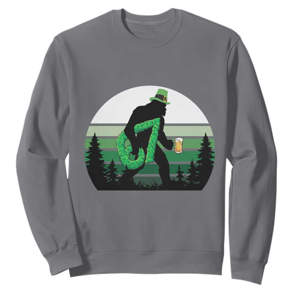 Funny St Patricks Bigfoot Says Six Seven Sweatshirt Gen Z Irish Gift TS12 Charcoal Print Your Wear