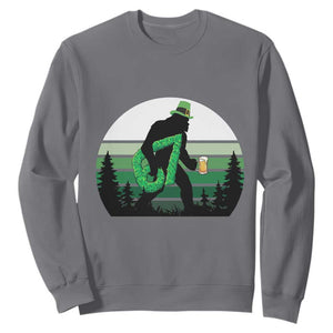 Funny St Patricks Bigfoot Says Six Seven Sweatshirt Gen Z Irish Gift TS12 Charcoal Print Your Wear