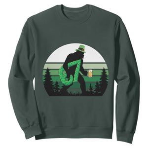 Funny St Patricks Bigfoot Says Six Seven Sweatshirt Gen Z Irish Gift TS12 Dark Forest Green Print Your Wear