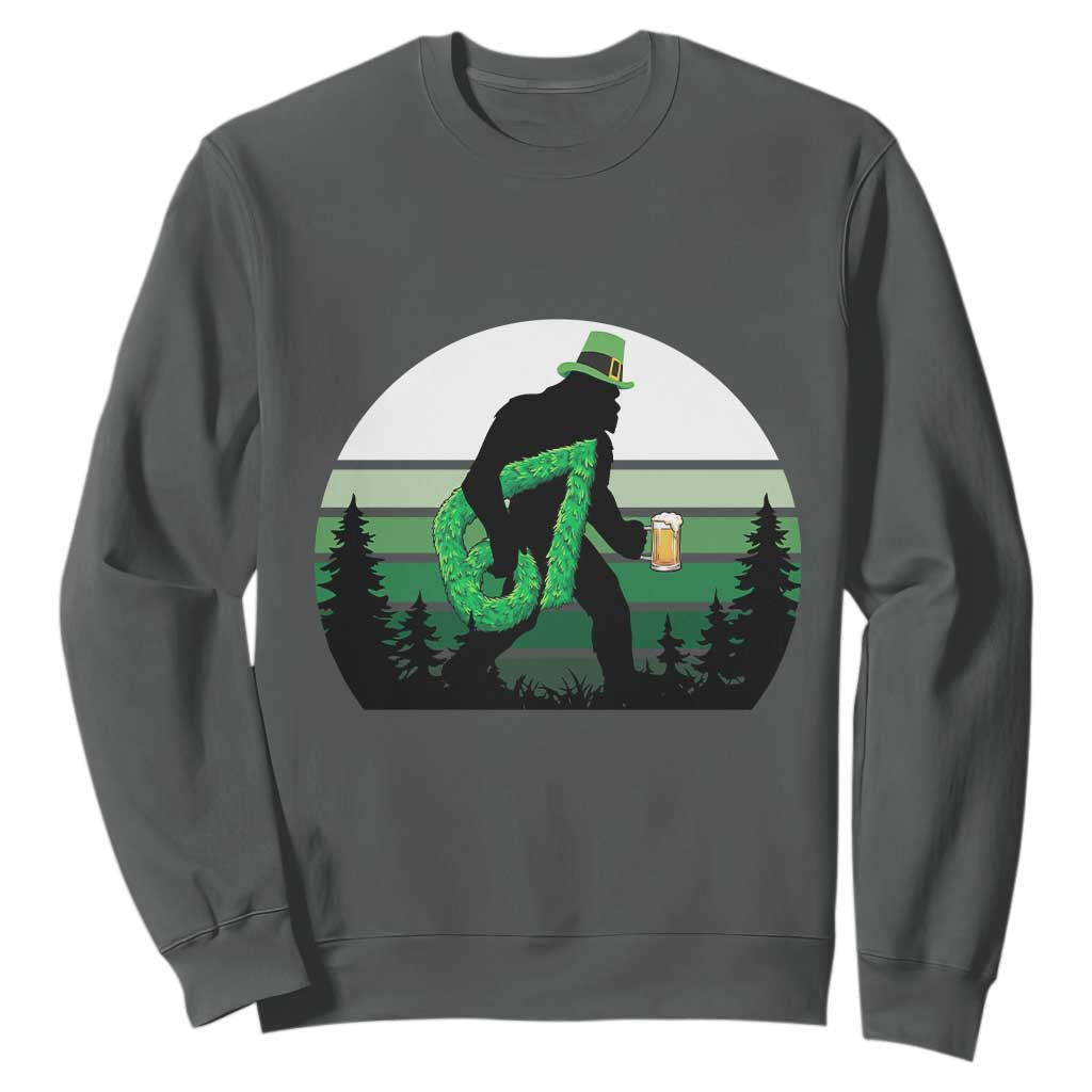 Funny St Patricks Bigfoot Says Six Seven Sweatshirt Gen Z Irish Gift TS12 Dark Heather Print Your Wear