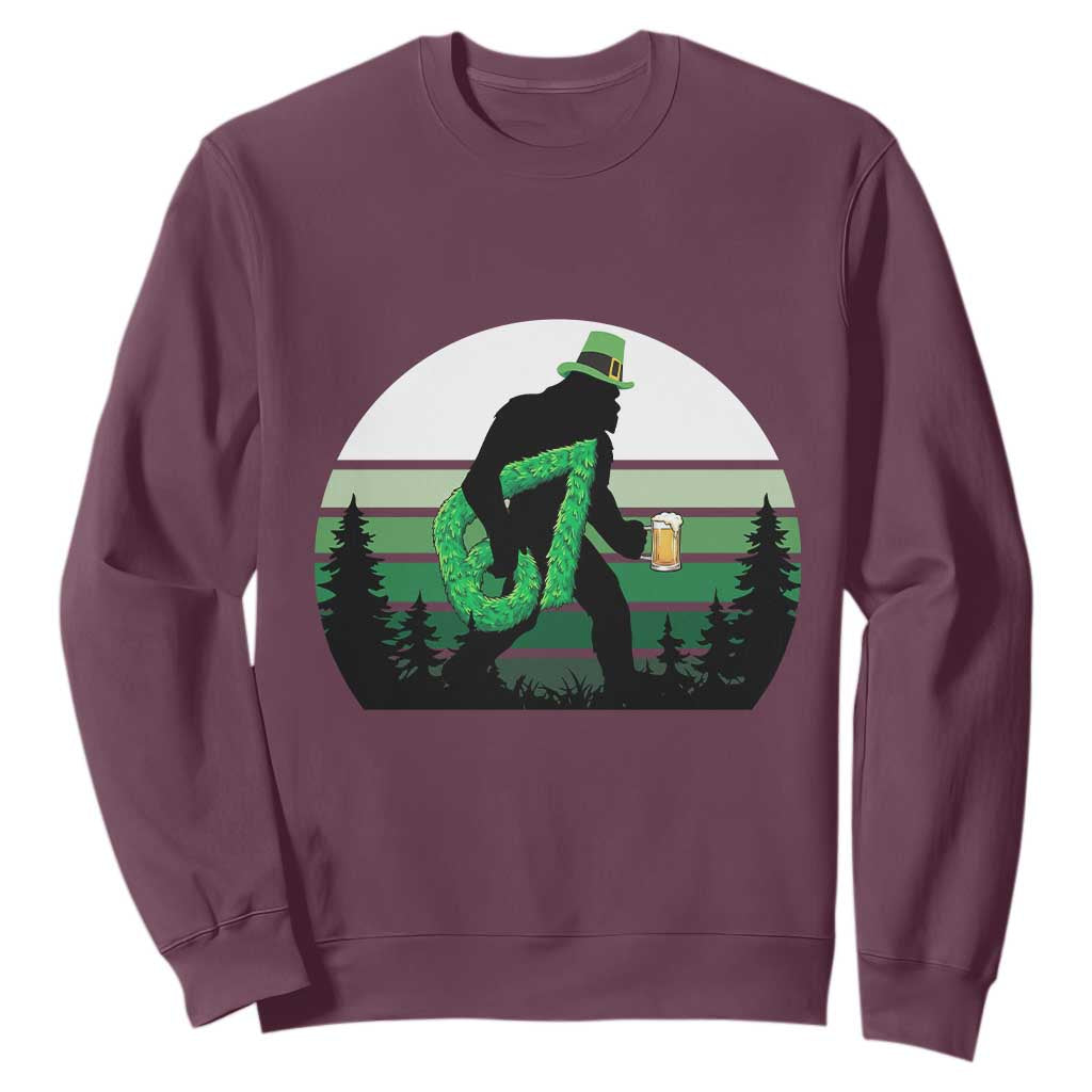 Funny St Patricks Bigfoot Says Six Seven Sweatshirt Gen Z Irish Gift TS12 Maroon Print Your Wear