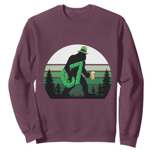 Funny St Patricks Bigfoot Says Six Seven Sweatshirt Gen Z Irish Gift TS12 Maroon Print Your Wear