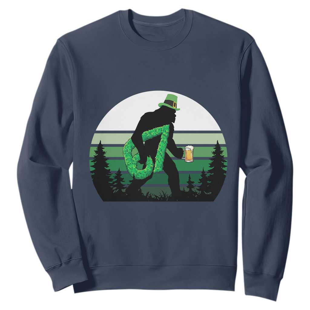 Funny St Patricks Bigfoot Says Six Seven Sweatshirt Gen Z Irish Gift TS12 Navy Print Your Wear