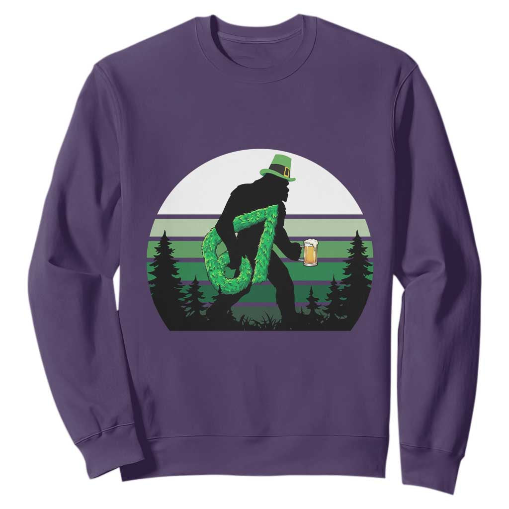 Funny St Patricks Bigfoot Says Six Seven Sweatshirt Gen Z Irish Gift TS12 Purple Print Your Wear