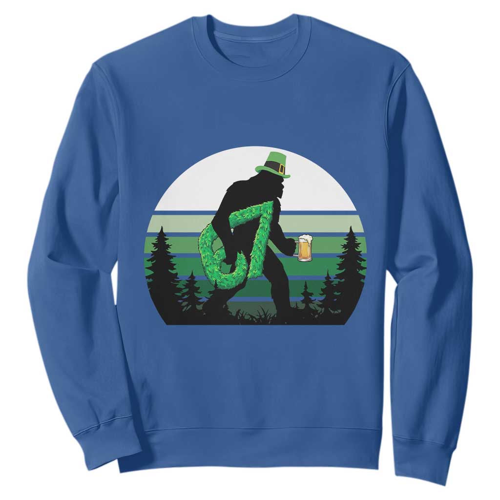 Funny St Patricks Bigfoot Says Six Seven Sweatshirt Gen Z Irish Gift TS12 Royal Blue Print Your Wear