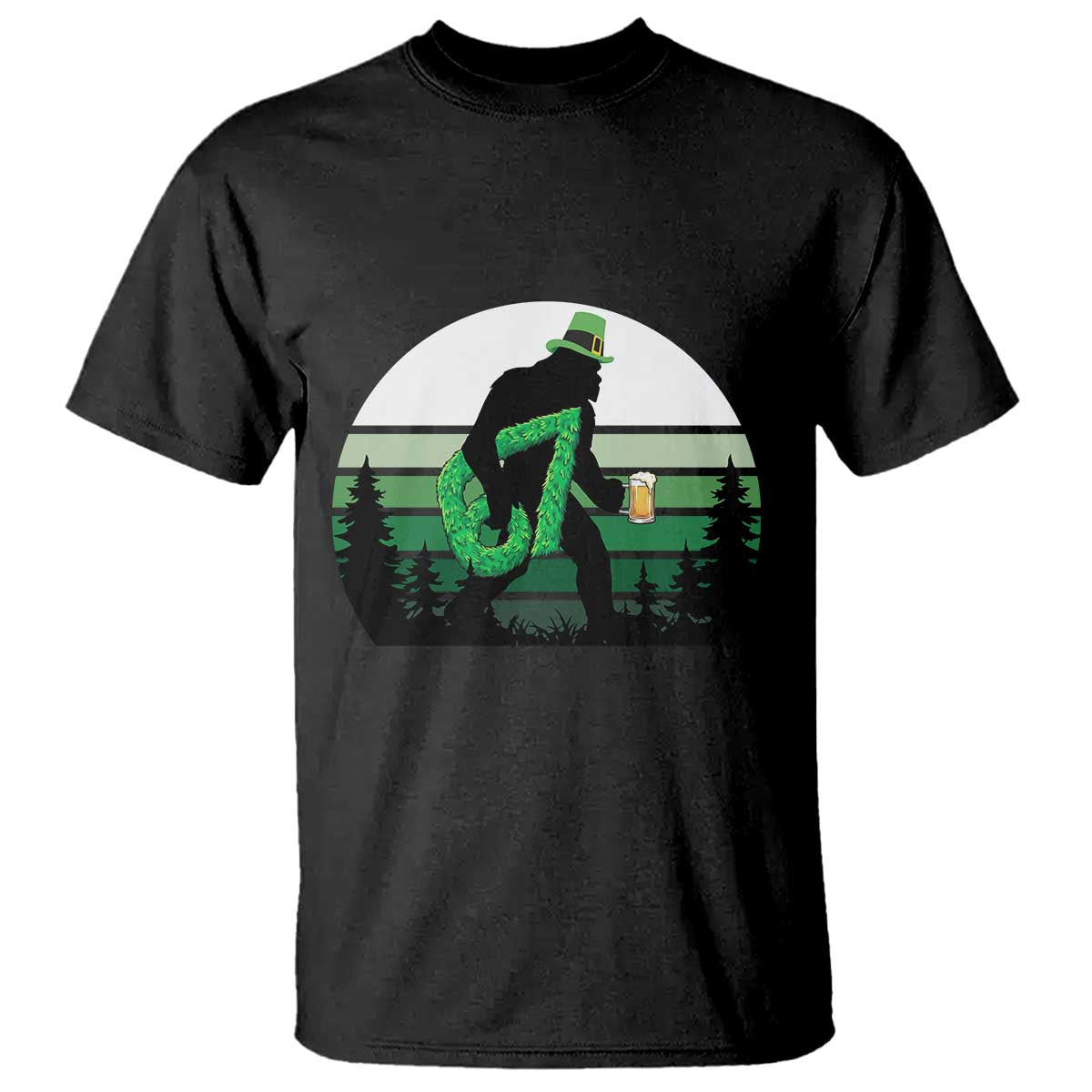 Funny St Patricks Bigfoot Says Six Seven T Shirt Gen Z Irish Gift TS12 Black Print Your Wear