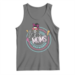 Funny Skeleton Mom Graphic Tank Top Good Moms Say Bad Words TS12 Black Heather Print Your Wear
