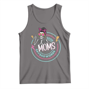 Funny Skeleton Mom Graphic Tank Top Good Moms Say Bad Words TS12 Deep Heather Print Your Wear