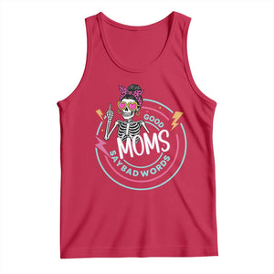 Funny Skeleton Mom Graphic Tank Top Good Moms Say Bad Words TS12 Red Print Your Wear