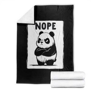 Grumpy Panda Says Nope Throw Blanket Japanese Aesthetic Panda Bear Graphic TS12 Black Print Your Wear