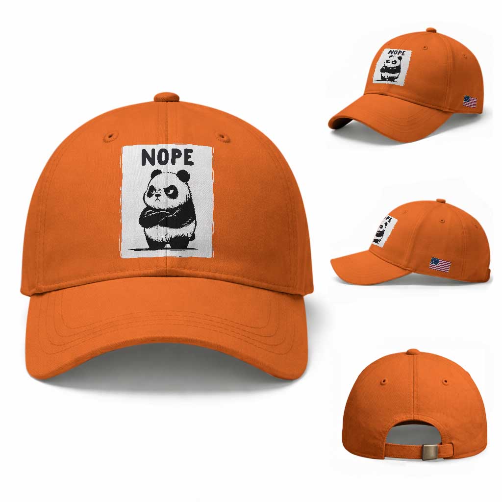 Grumpy Panda Says Nope Baseball Cap Japanese Aesthetic Panda Bear Graphic TS12 Baseball Cap Universal Fit Orange Print Your Wear