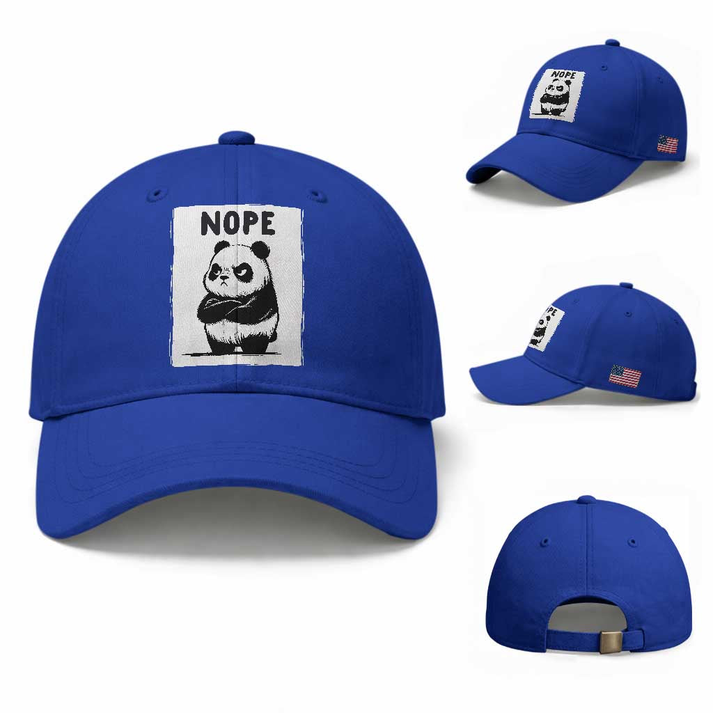 Grumpy Panda Says Nope Baseball Cap Japanese Aesthetic Panda Bear Graphic TS12 Baseball Cap Universal Fit Royal Blue Print Your Wear