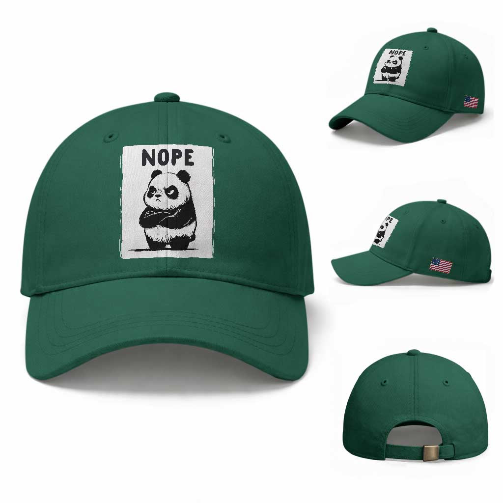 Grumpy Panda Says Nope Baseball Cap Japanese Aesthetic Panda Bear Graphic TS12 Baseball Cap Universal Fit Irish Green Print Your Wear