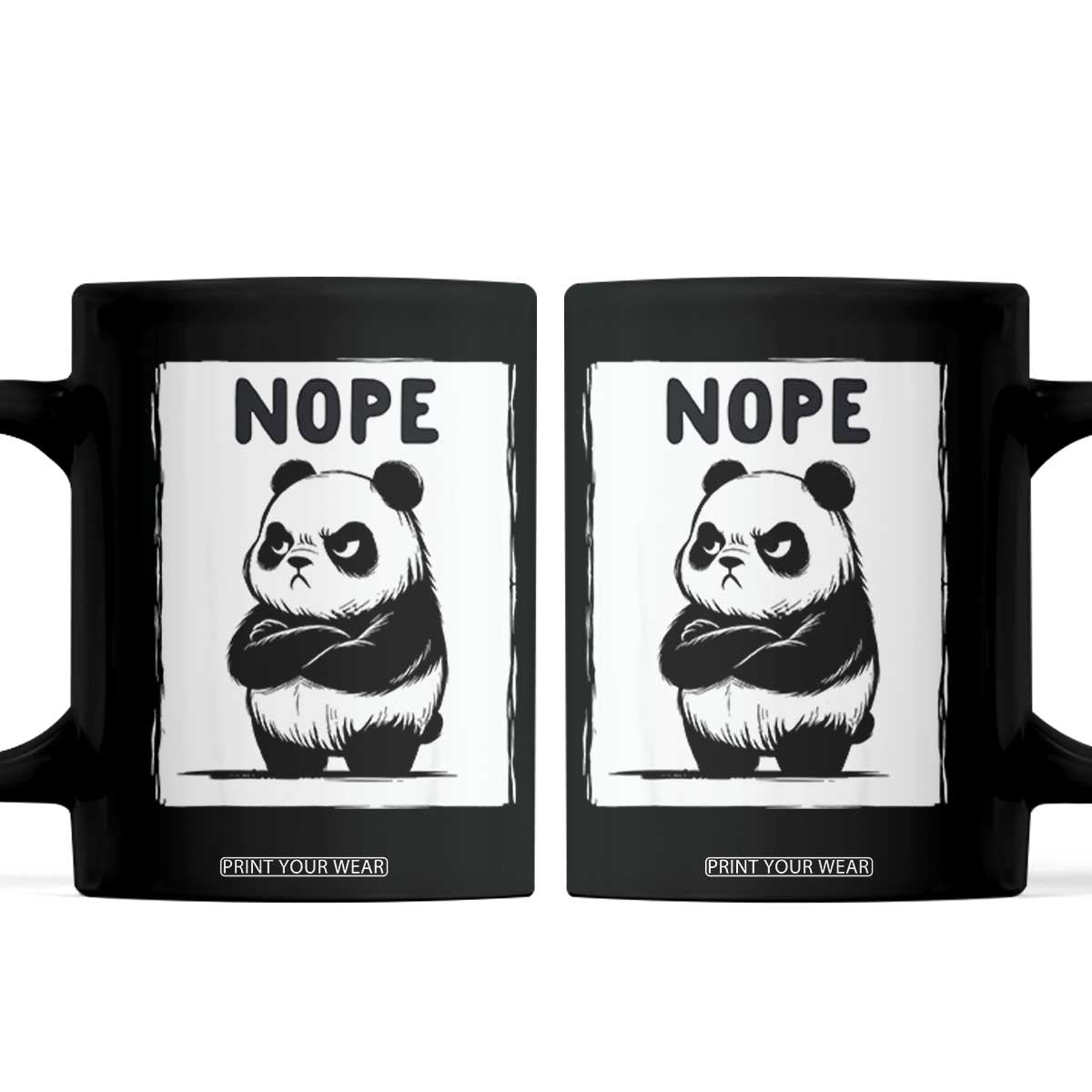 Grumpy Panda Says Nope Coffee Mug Japanese Aesthetic Panda Bear Graphic TS12 Black Print Your Wear