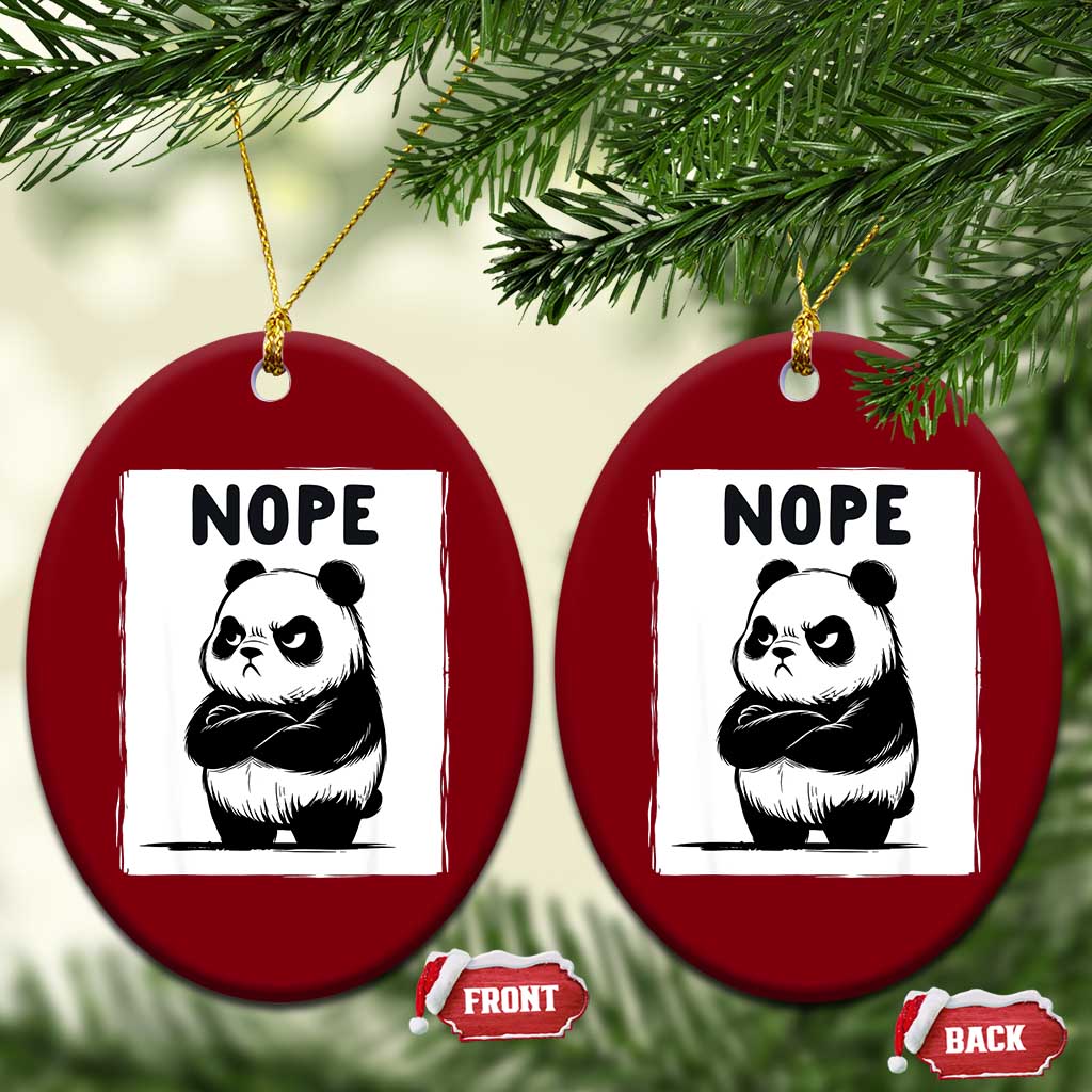 Grumpy Panda Says Nope Ceramic Ornament Japanese Aesthetic Panda Bear Graphic TS12 Print Your Wear