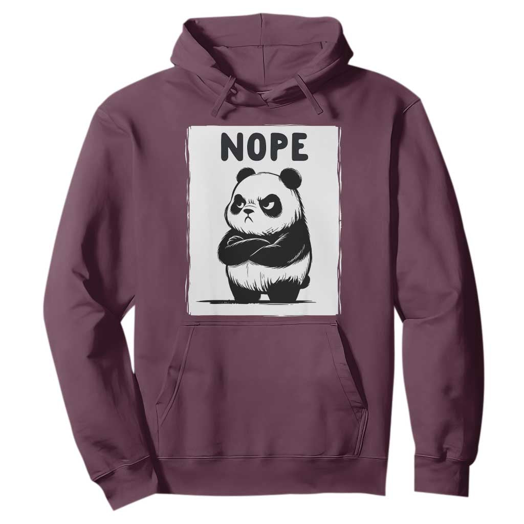 Grumpy Panda Says Nope Hoodie Japanese Aesthetic Panda Bear Graphic TS12 Maroon Print Your Wear