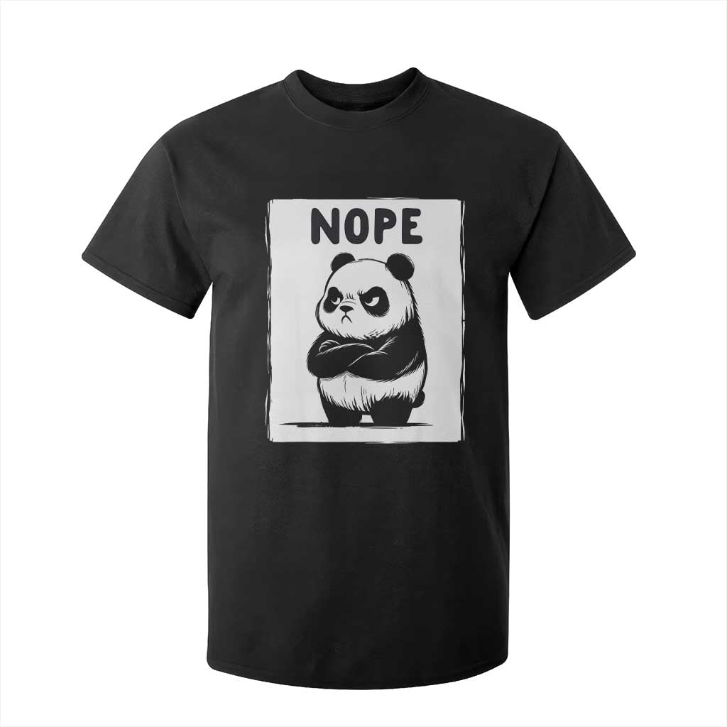 Grumpy Panda Says Nope T Shirt For Kid Japanese Aesthetic Panda Bear Graphic TS12 Black Print Your Wear