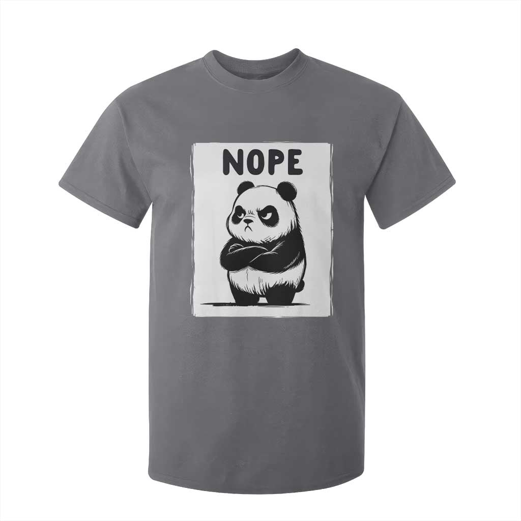 Grumpy Panda Says Nope T Shirt For Kid Japanese Aesthetic Panda Bear Graphic TS12 Charcoal Print Your Wear
