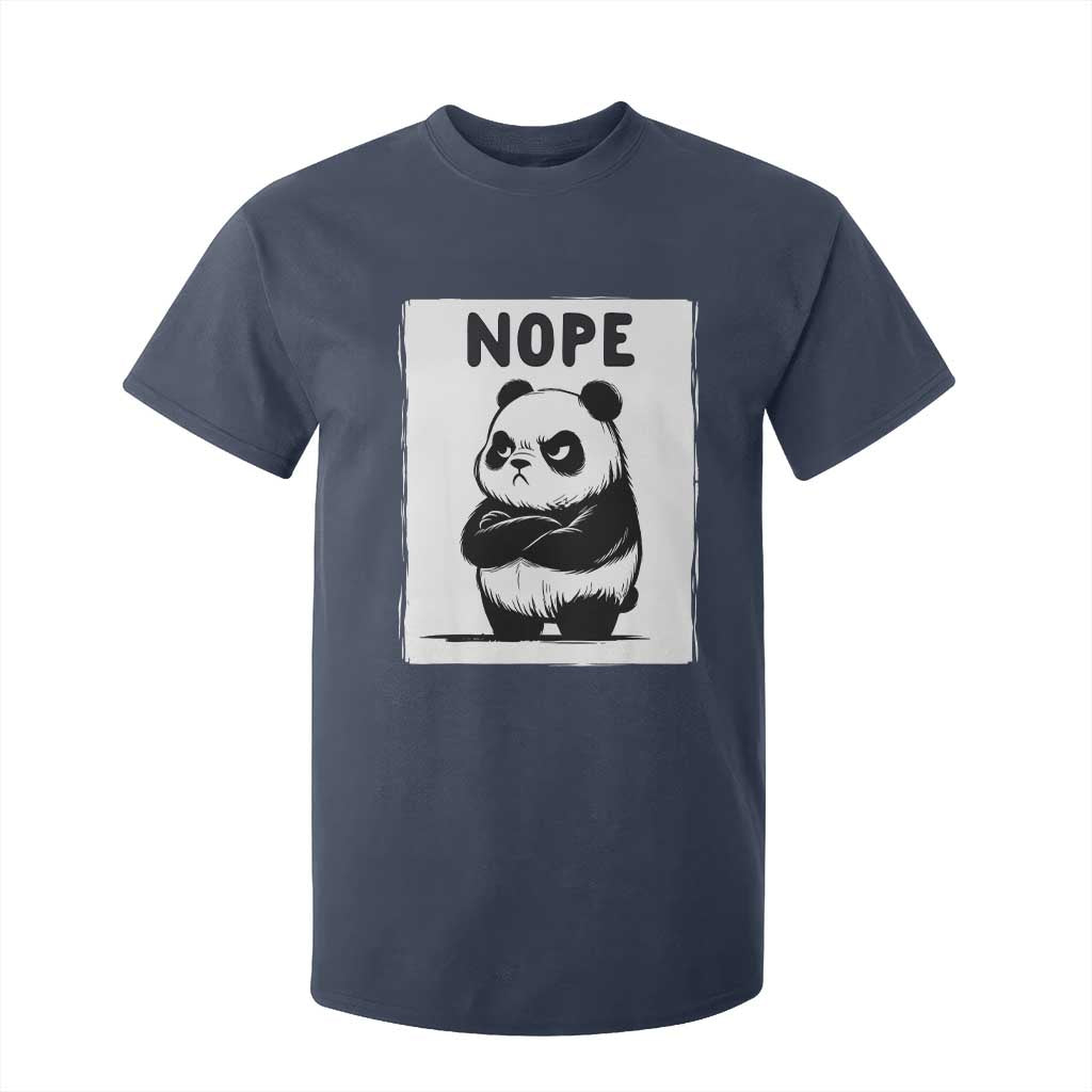 Grumpy Panda Says Nope T Shirt For Kid Japanese Aesthetic Panda Bear Graphic TS12 Navy Print Your Wear