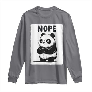 Grumpy Panda Says Nope Long Sleeve Shirt Japanese Aesthetic Panda Bear Graphic TS12 Charcoal Print Your Wear