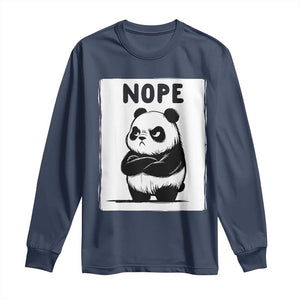 Grumpy Panda Says Nope Long Sleeve Shirt Japanese Aesthetic Panda Bear Graphic TS12 Navy Print Your Wear