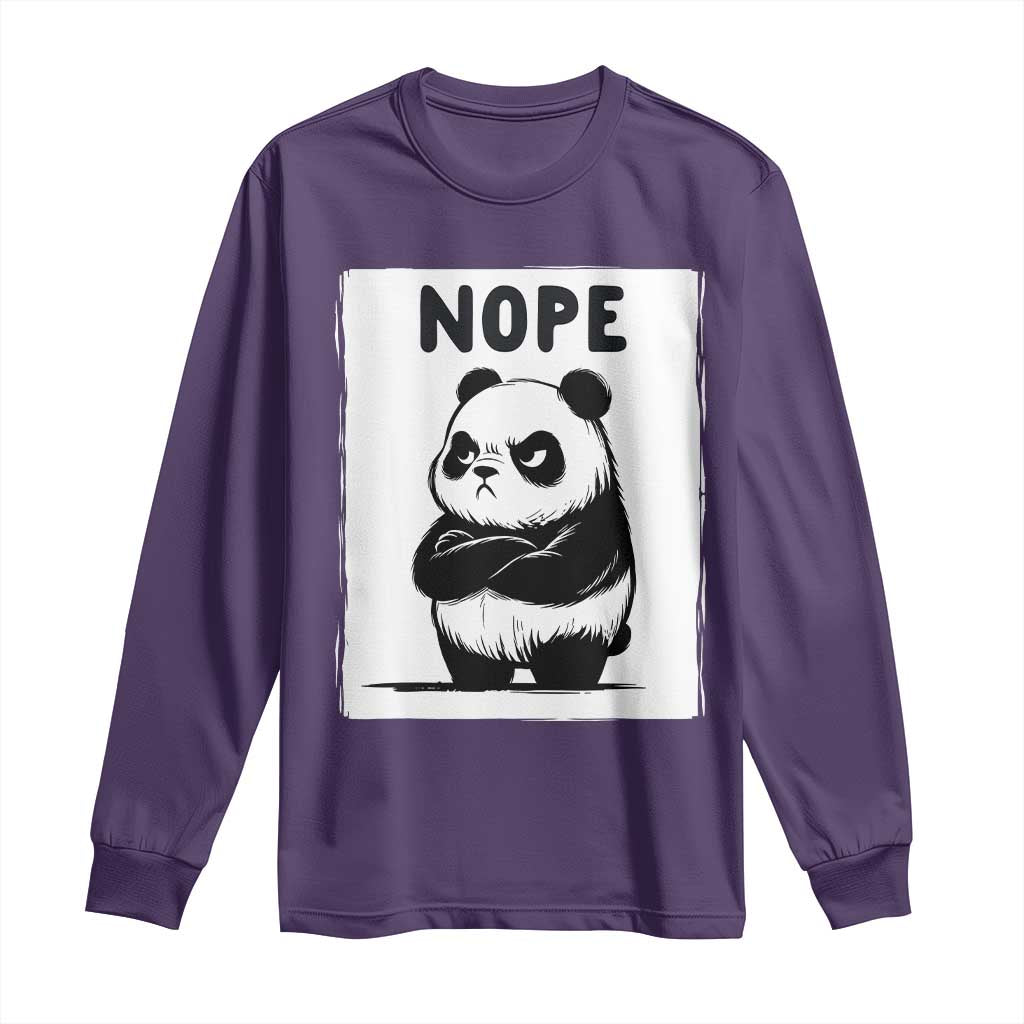 Grumpy Panda Says Nope Long Sleeve Shirt Japanese Aesthetic Panda Bear Graphic TS12 Purple Print Your Wear