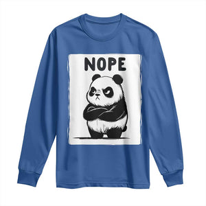 Grumpy Panda Says Nope Long Sleeve Shirt Japanese Aesthetic Panda Bear Graphic TS12 Royal Blue Print Your Wear