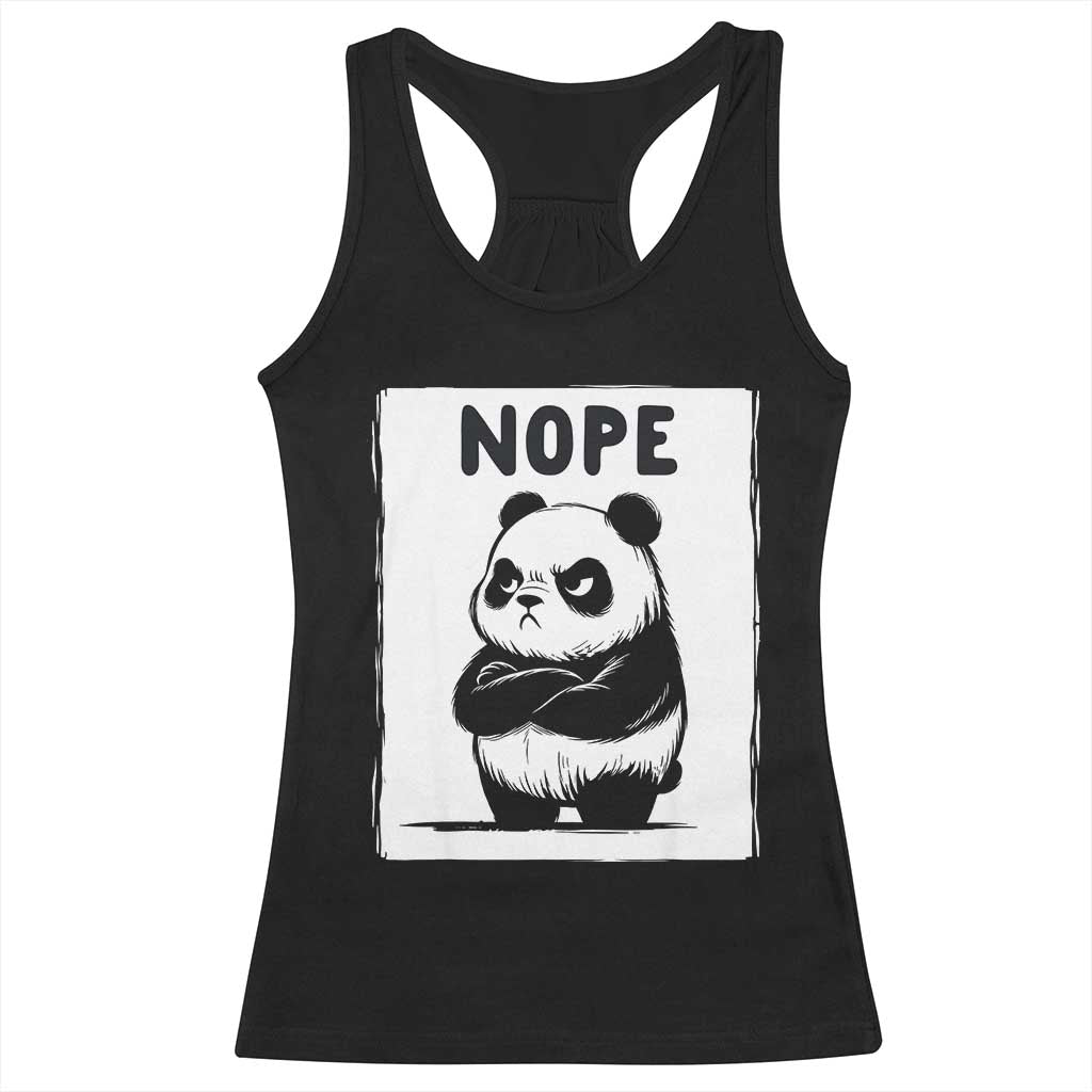 Grumpy Panda Says Nope Racerback Tank Top Japanese Aesthetic Panda Bear Graphic TS12 Black Print Your Wear