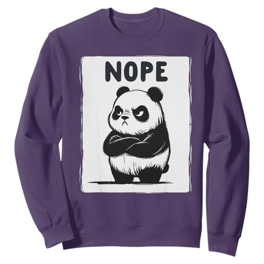 Grumpy Panda Says Nope Sweatshirt Japanese Aesthetic Panda Bear Graphic TS12 Purple Print Your Wear