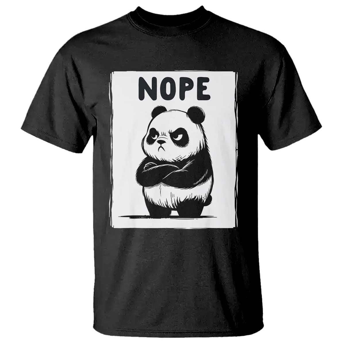 Grumpy Panda Says Nope T Shirt Japanese Aesthetic Panda Bear Graphic TS12 Black Print Your Wear