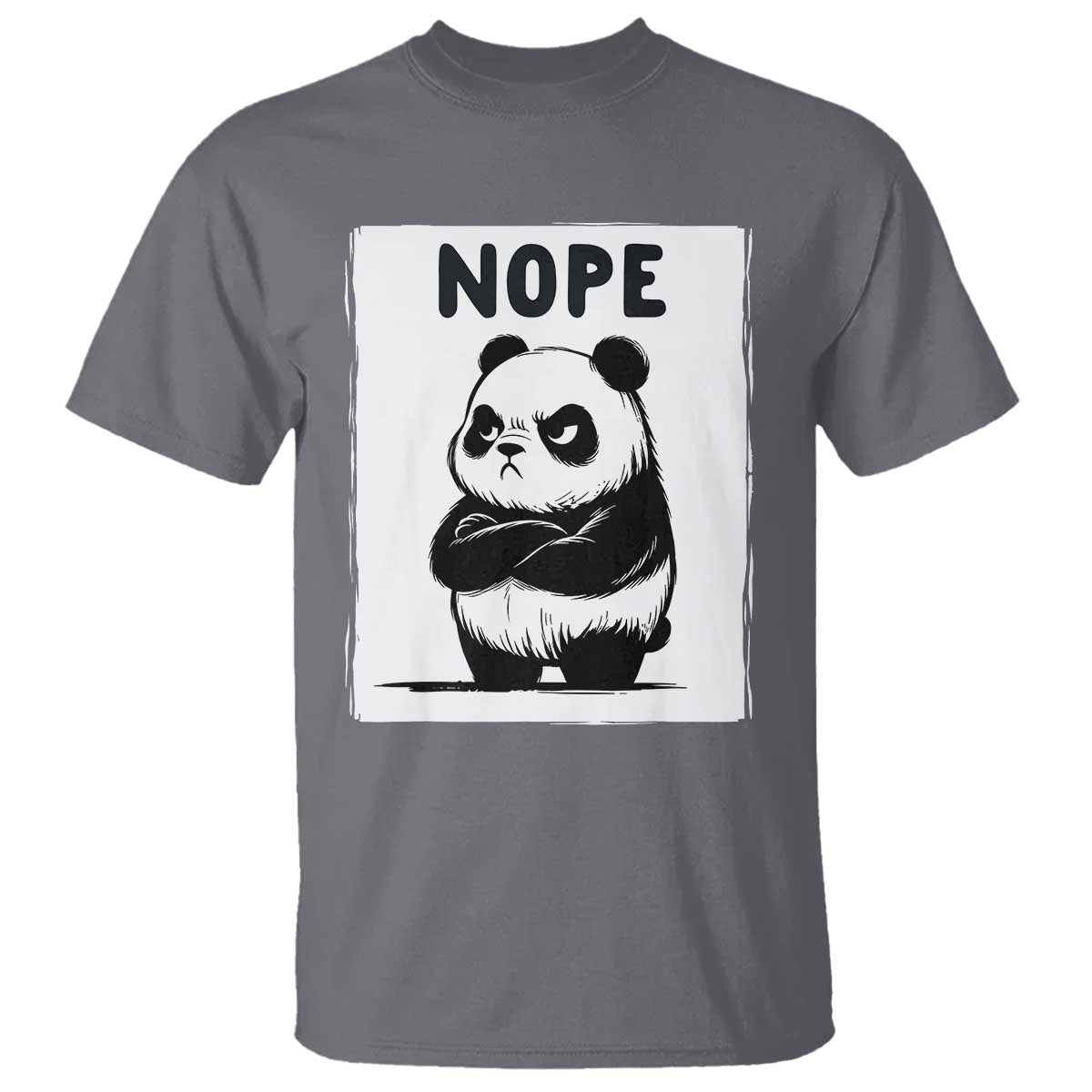Grumpy Panda Says Nope T Shirt Japanese Aesthetic Panda Bear Graphic TS12 Charcoal Print Your Wear