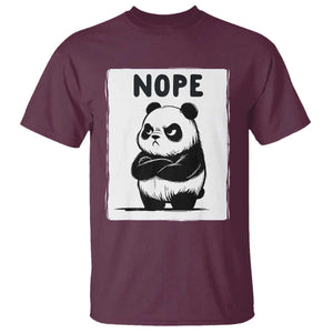 Grumpy Panda Says Nope T Shirt Japanese Aesthetic Panda Bear Graphic TS12 Maroon Print Your Wear