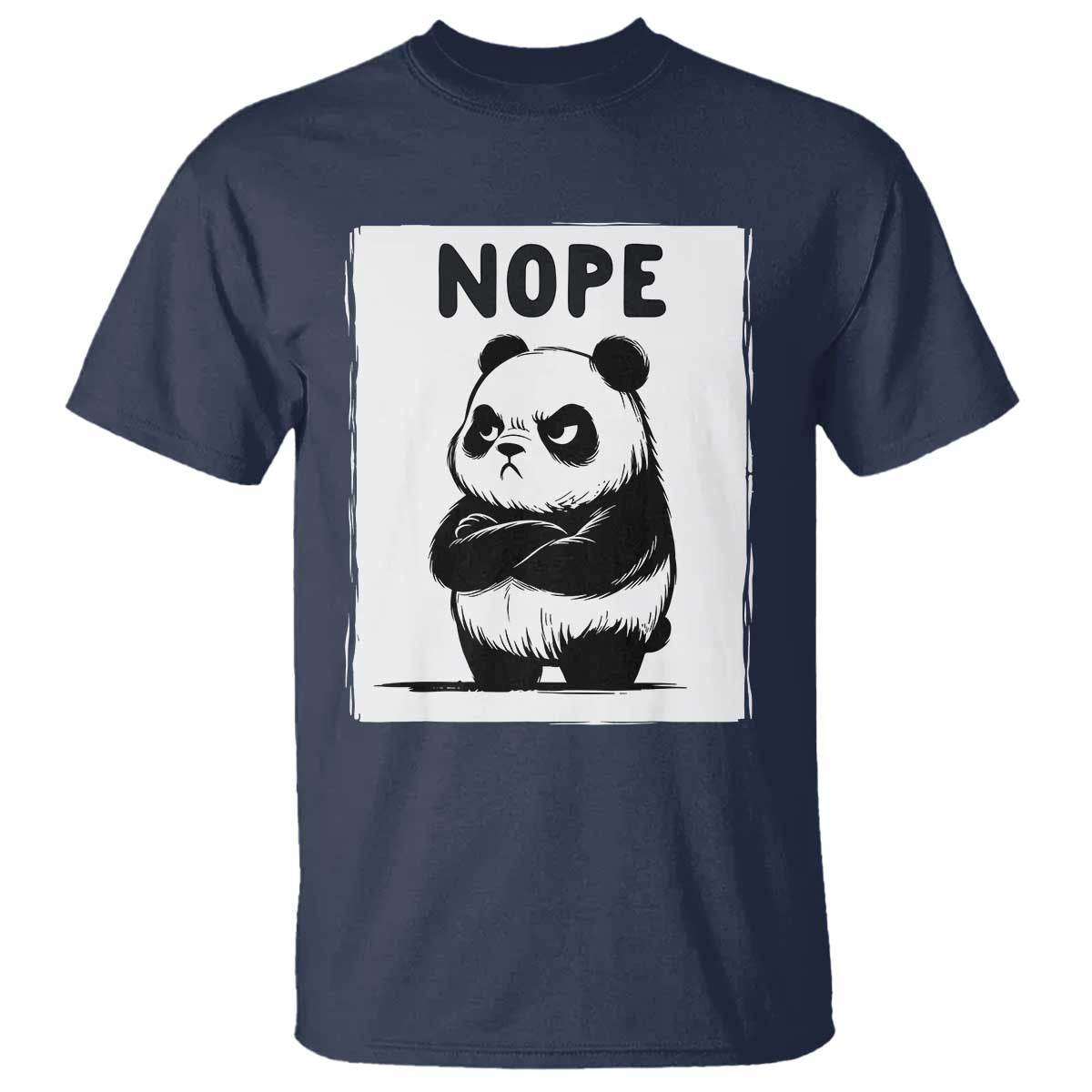 Grumpy Panda Says Nope T Shirt Japanese Aesthetic Panda Bear Graphic TS12 Navy Print Your Wear