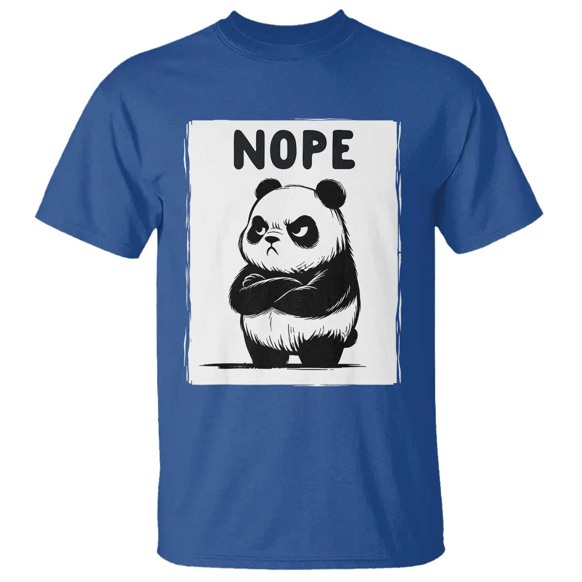 Grumpy Panda Says Nope T Shirt Japanese Aesthetic Panda Bear Graphic TS12 Royal Blue Print Your Wear