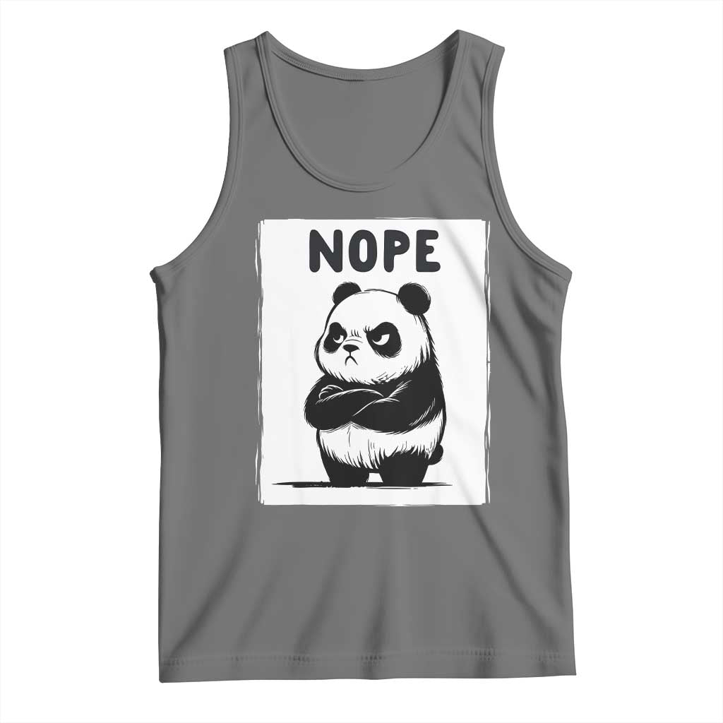 Grumpy Panda Says Nope Tank Top Japanese Aesthetic Panda Bear Graphic TS12 Black Heather Print Your Wear