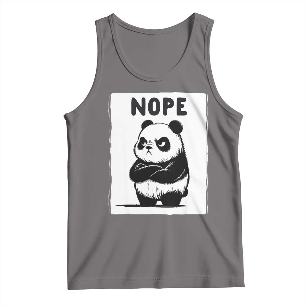 Grumpy Panda Says Nope Tank Top Japanese Aesthetic Panda Bear Graphic TS12 Deep Heather Print Your Wear