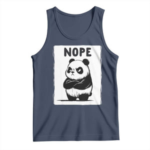 Grumpy Panda Says Nope Tank Top Japanese Aesthetic Panda Bear Graphic TS12 Navy Print Your Wear