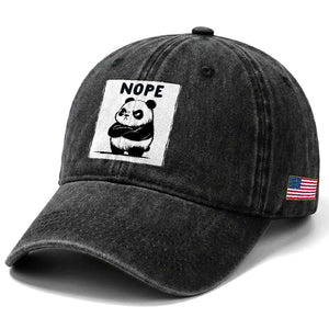 Grumpy Panda Says Nope Washed Cotton Baseball Cap Japanese Aesthetic Panda Bear Graphic TS12 Print Your Wear