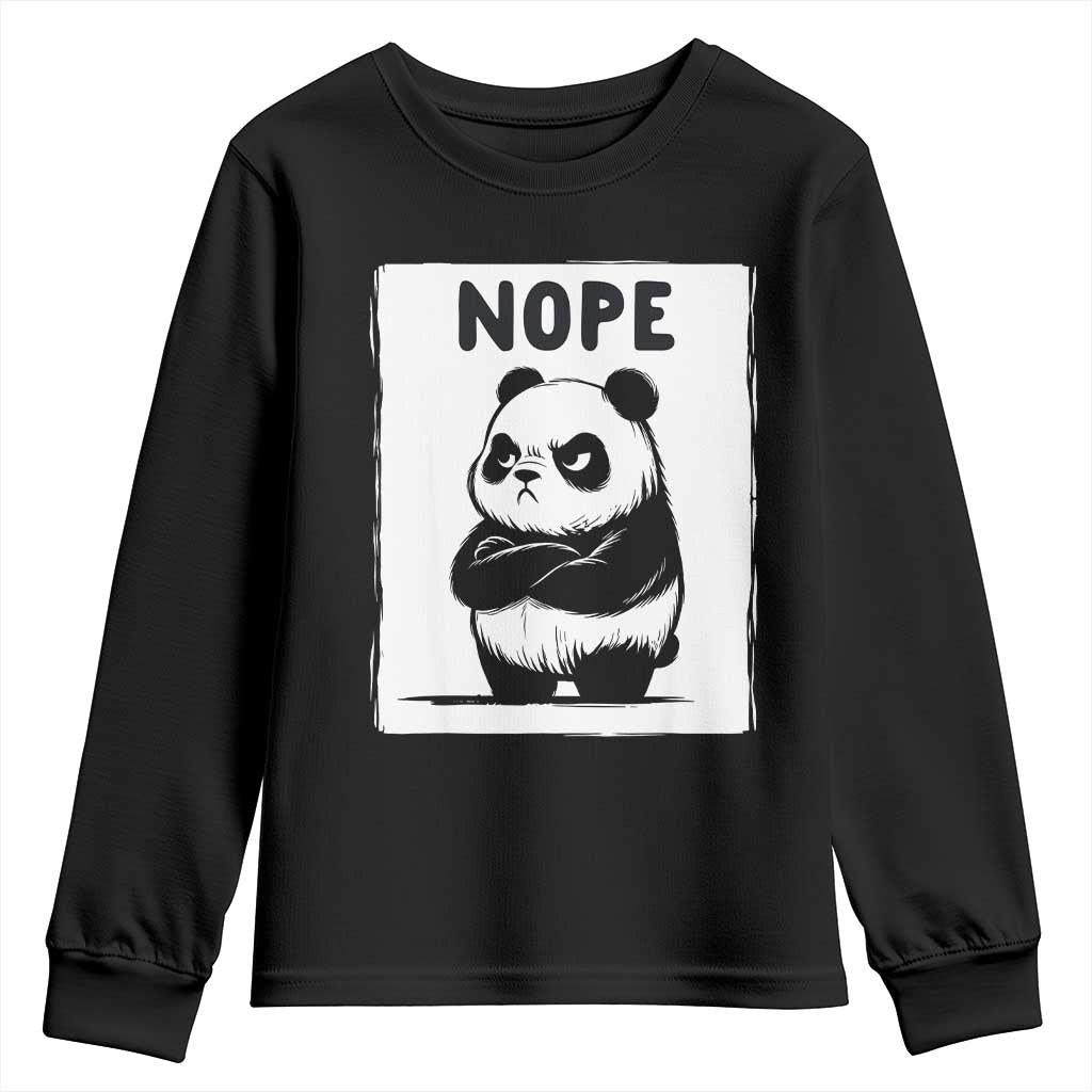 Grumpy Panda Says Nope Youth Sweatshirt Japanese Aesthetic Panda Bear Graphic TS12 Black Print Your Wear