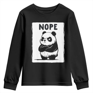 Grumpy Panda Says Nope Youth Sweatshirt Japanese Aesthetic Panda Bear Graphic TS12 Black Print Your Wear