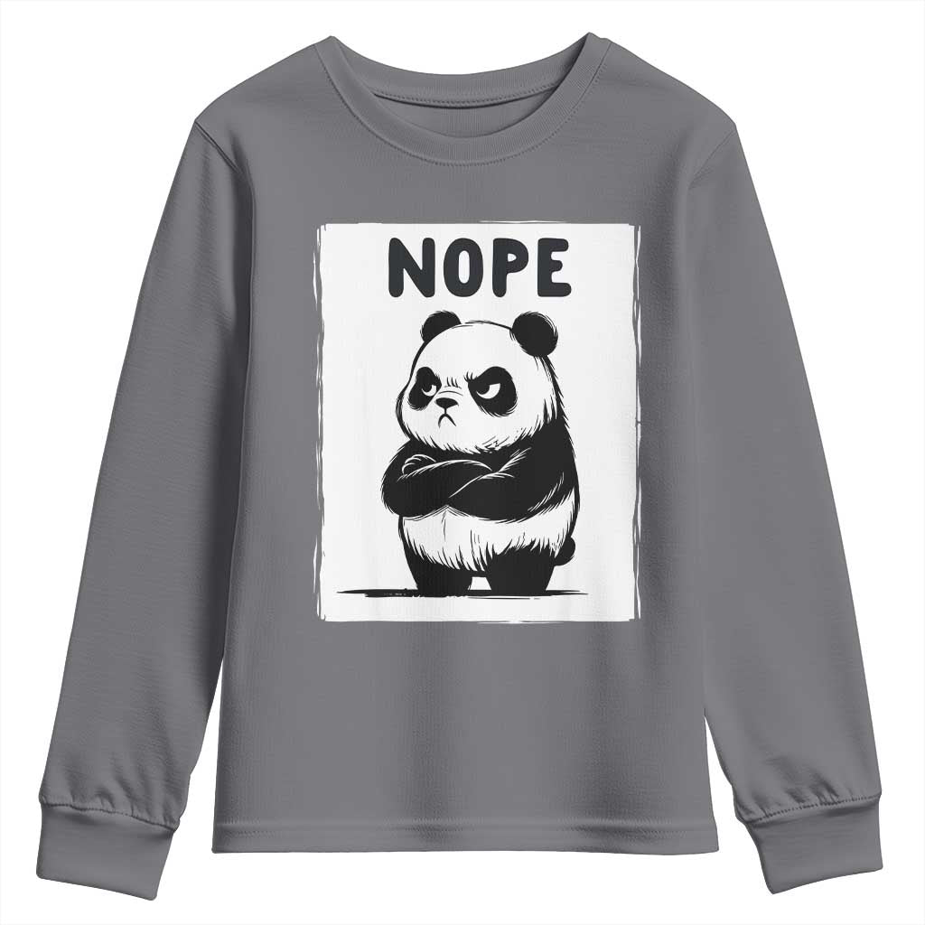 Grumpy Panda Says Nope Youth Sweatshirt Japanese Aesthetic Panda Bear Graphic TS12 Charcoal Print Your Wear
