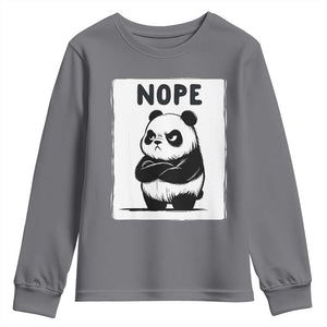 Grumpy Panda Says Nope Youth Sweatshirt Japanese Aesthetic Panda Bear Graphic TS12 Charcoal Print Your Wear
