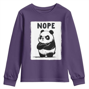 Grumpy Panda Says Nope Youth Sweatshirt Japanese Aesthetic Panda Bear Graphic TS12 Purple Print Your Wear